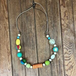 Vintage 80s chunky long, Colorful Beaded Necklace from Aldo